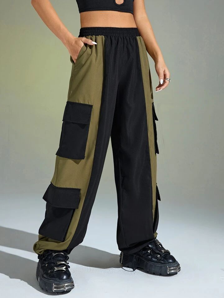 Two Tone Flap Pocket Cargo Trouser