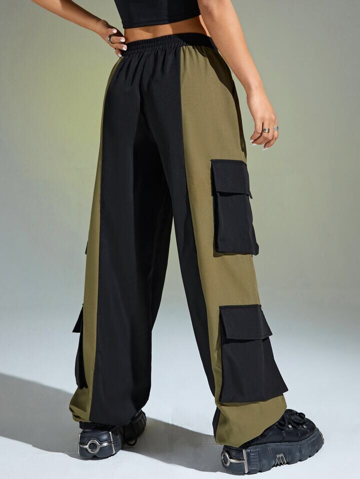 Two Tone Flap Pocket Cargo Trouser