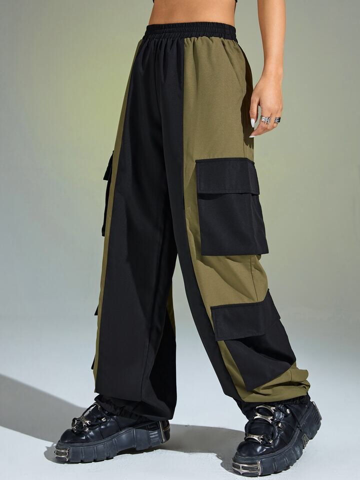 Two Tone Flap Pocket Cargo Trouser