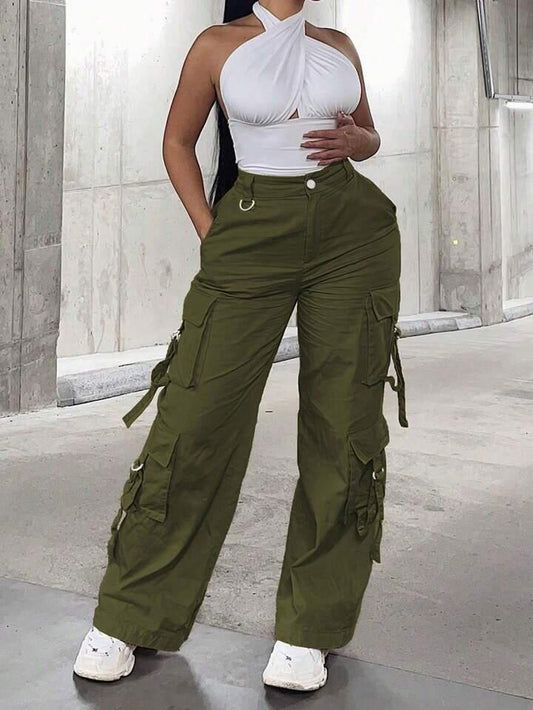 Olive Green Strips 4 pocket Cargo Pants