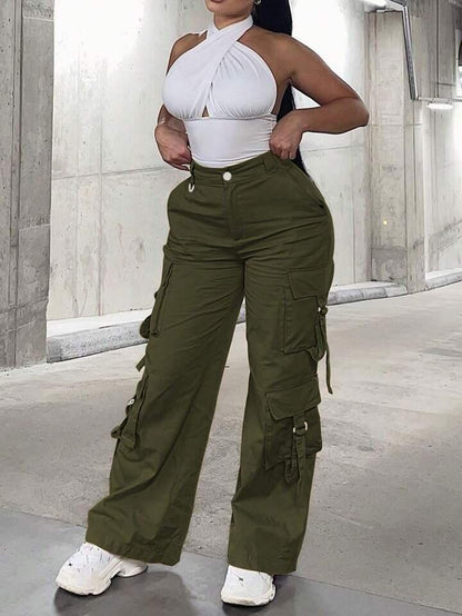 Olive Green Strips 4 pocket Cargo Pants