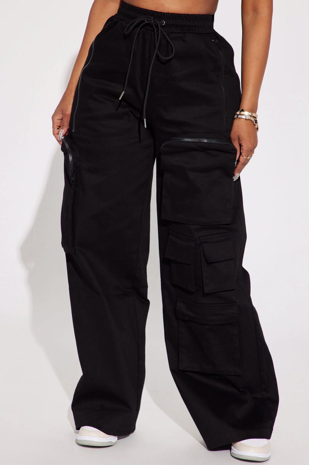 Black Zip Pocket Cargo Pants