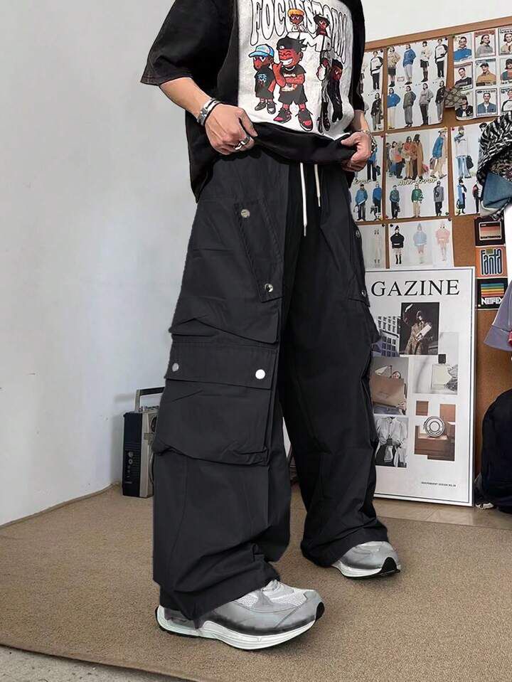 Black Wide Leg Cargo Pants