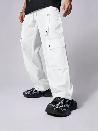 White Wide Leg Cargo Pants