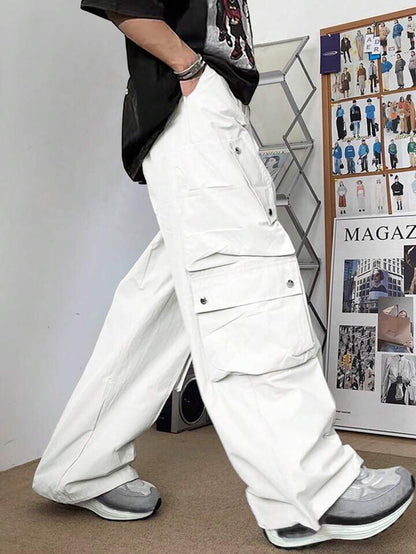 White Wide Leg Cargo Pants