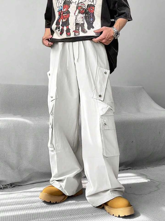 White Wide Leg Cargo Pants