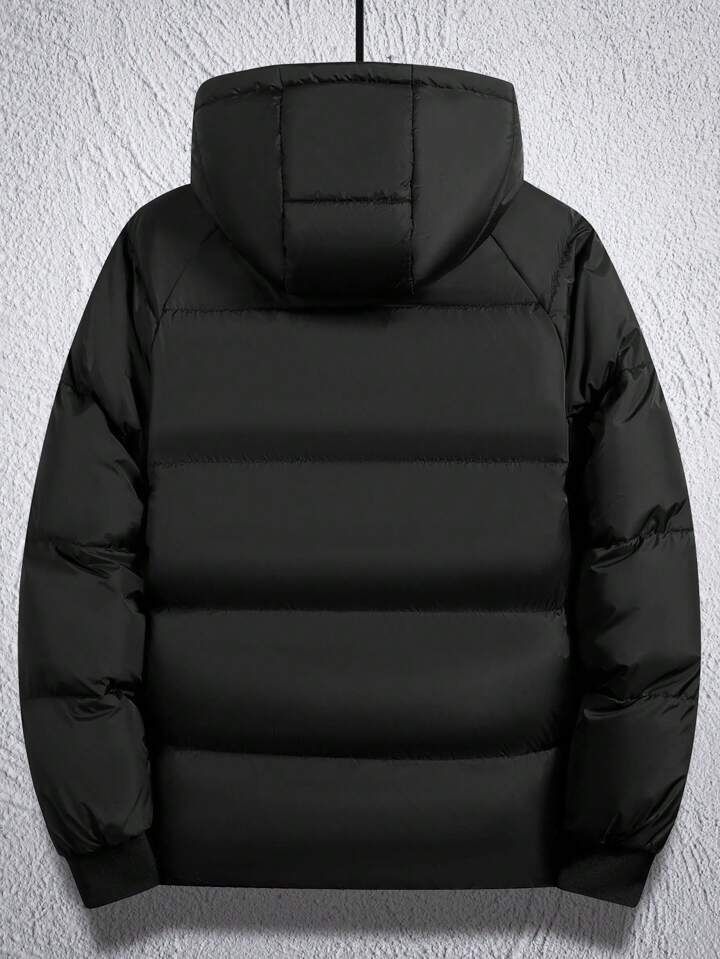 UNISEX BLACK HOODED PUFFER JACKET