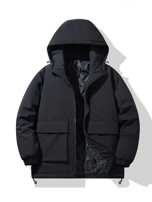 Hooded Flap Pocket Puffer Jacket