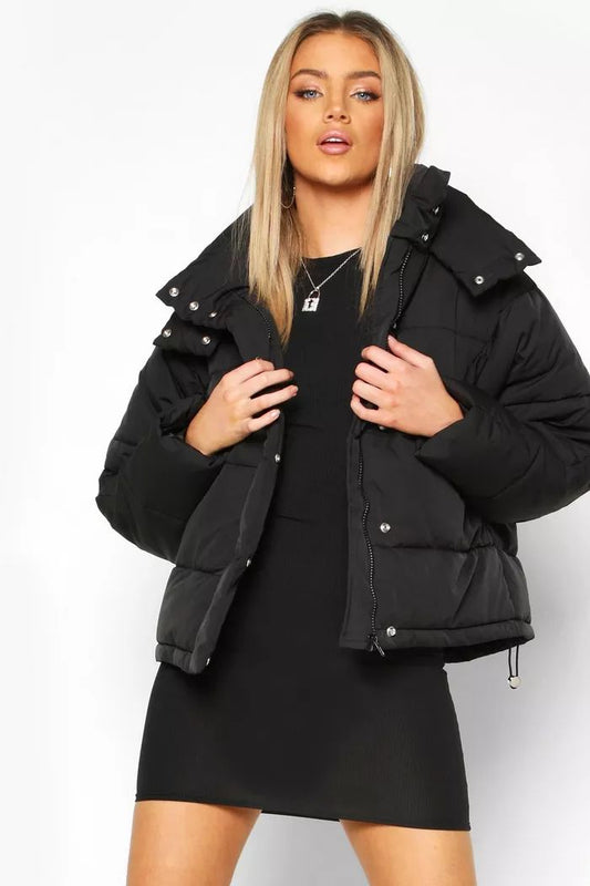 Collar Details Puffer Jacket