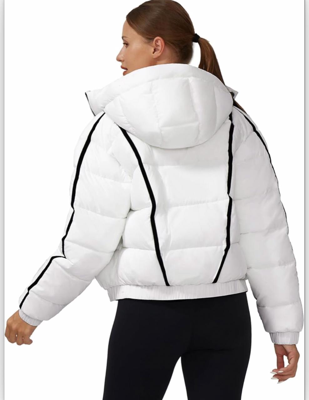 Hooded Button Zip Puffer Jacket