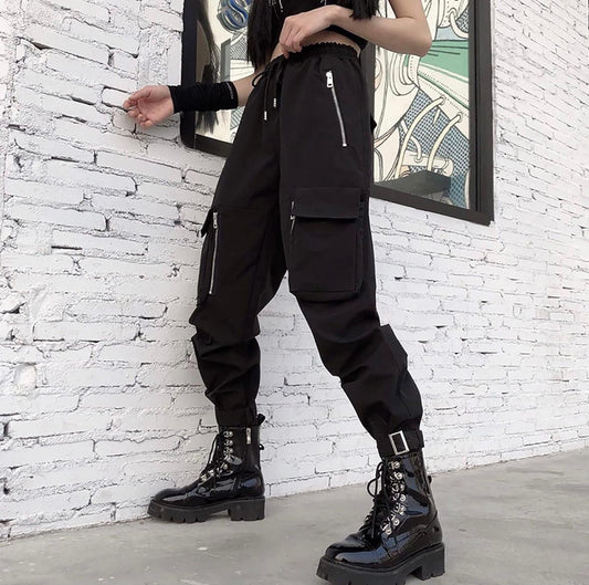 Black Zip Style Cargo Pants
