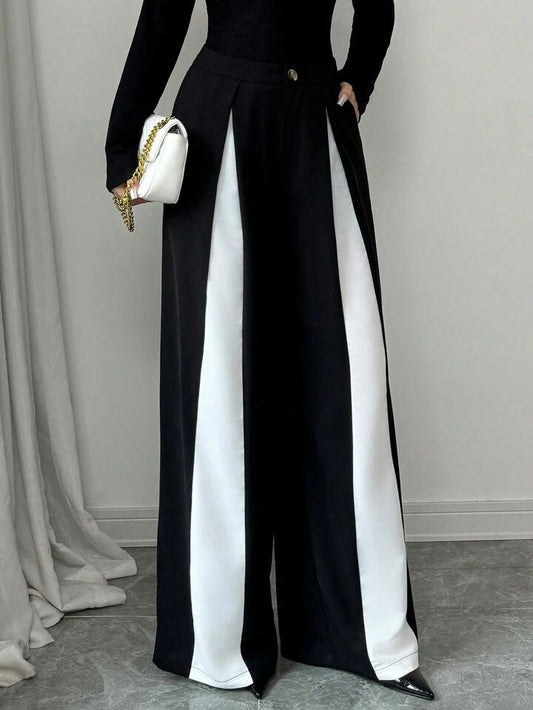 Compact Stretch High Waisted Wide Leg Trouser