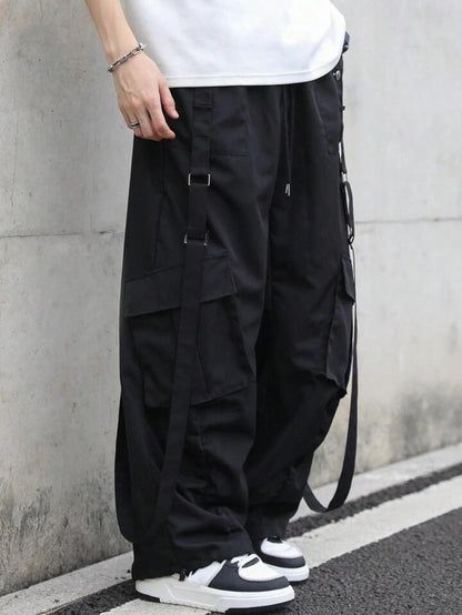 Black Strips Cargo Pants