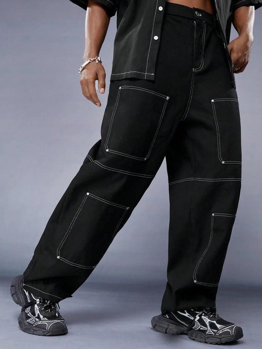 Top Stitching Loose Fit Men Cargo