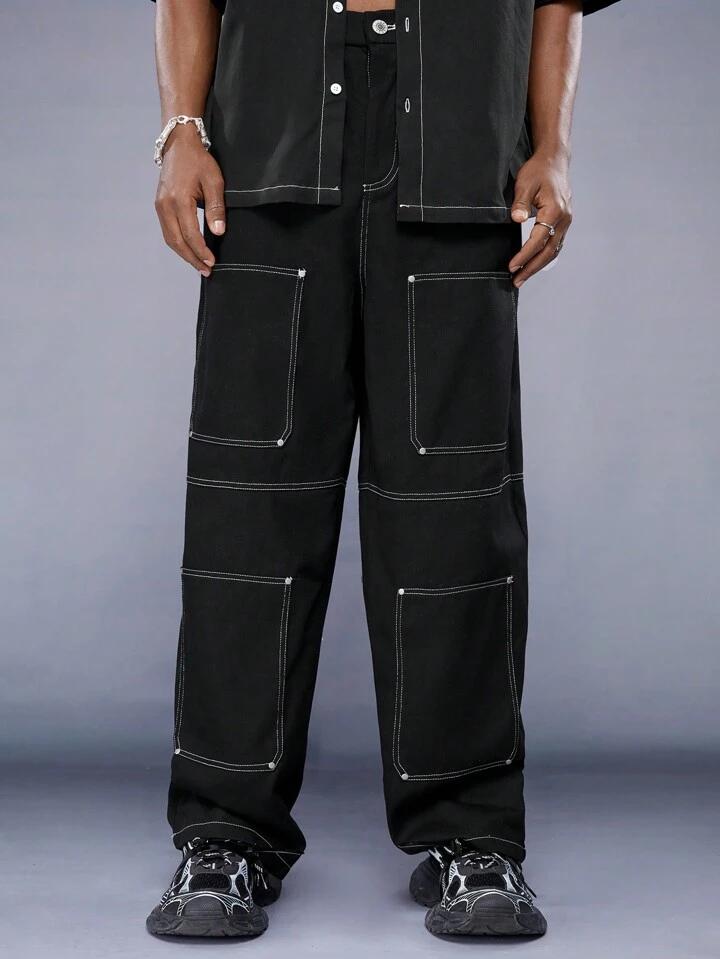 Top Stitching Loose Fit Men Cargo