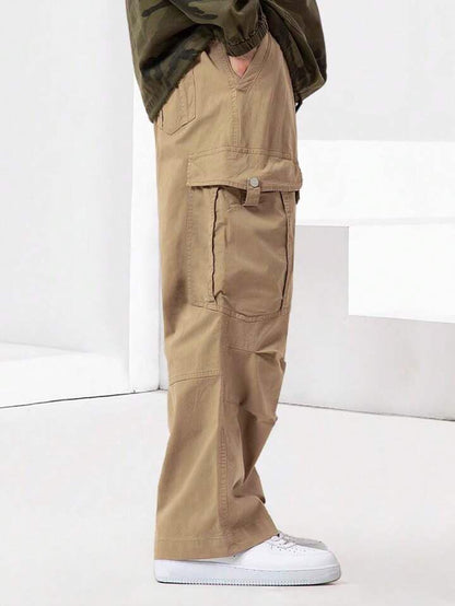 Beige Men Flap Pocket Cargo