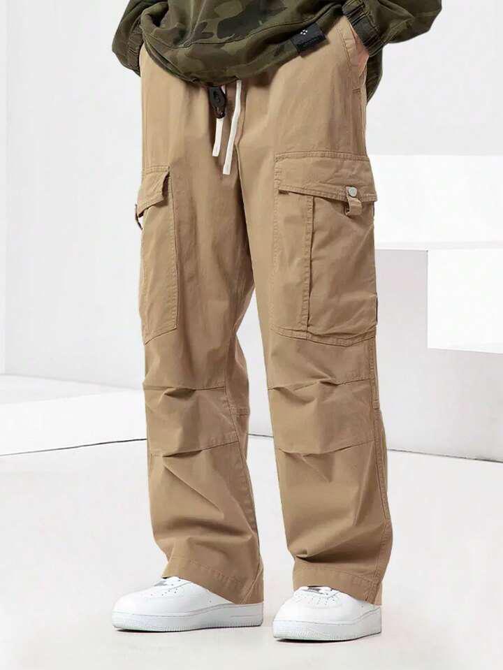 Beige Men Flap Pocket Cargo