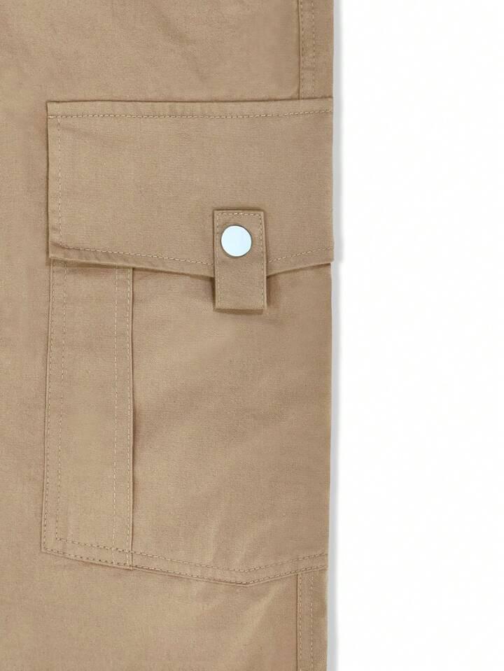 Beige Men Flap Pocket Cargo