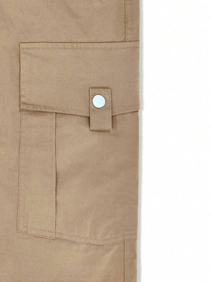 Beige Men Flap Pocket Cargo