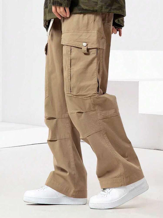 Beige Men Flap Pocket Cargo