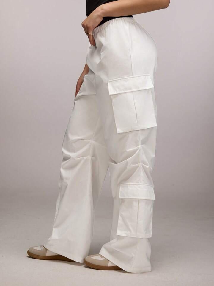 White Flap Pocket Women Cargo