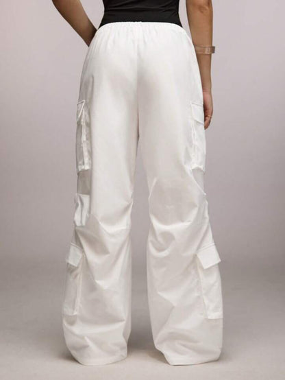 White Flap Pocket Women Cargo