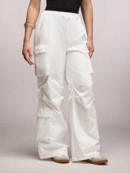 White Flap Pocket Women Cargo
