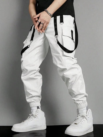 White Strips Cargo Pants