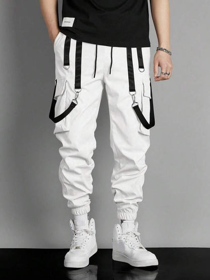 White Strips Cargo Pants