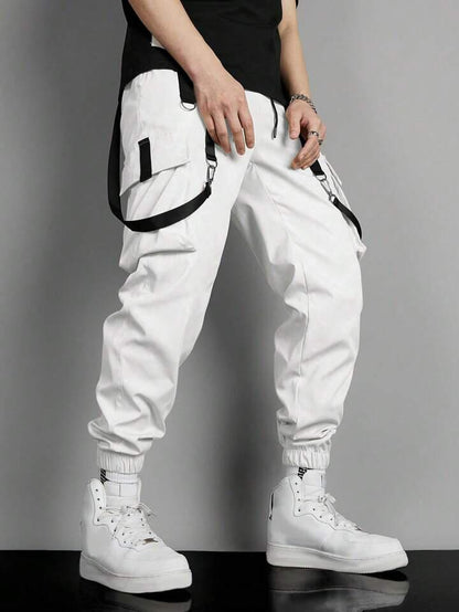 White Strips Cargo Pants