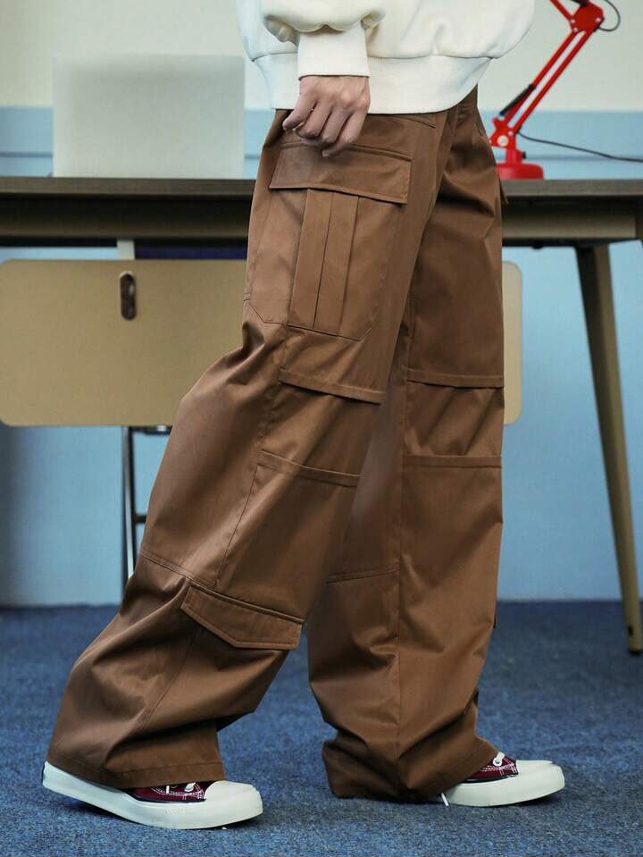 Brwon Flap Pockets