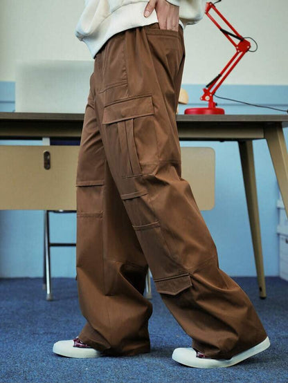 Brwon Flap Pockets