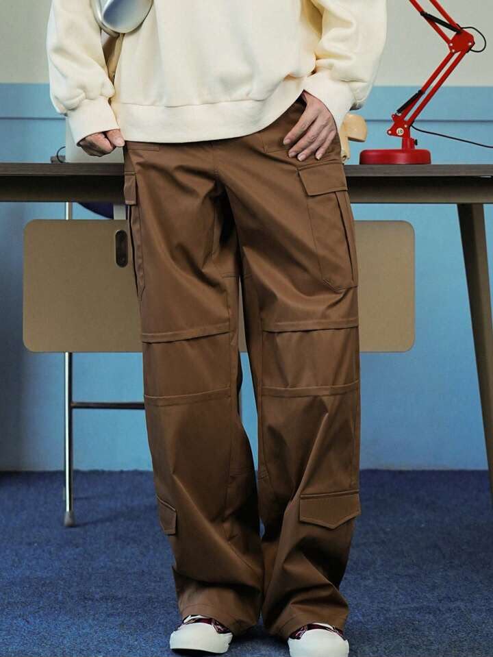 Brwon Flap Pockets