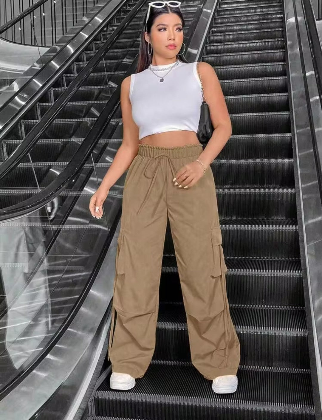 Camel Drawstring Cargo