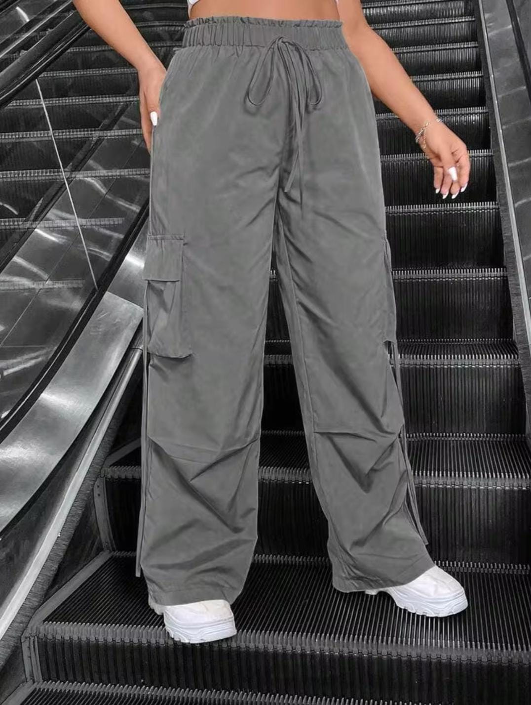 Grey Drawstring Cargo