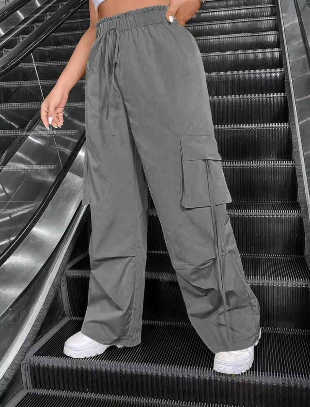 Grey Drawstring Cargo