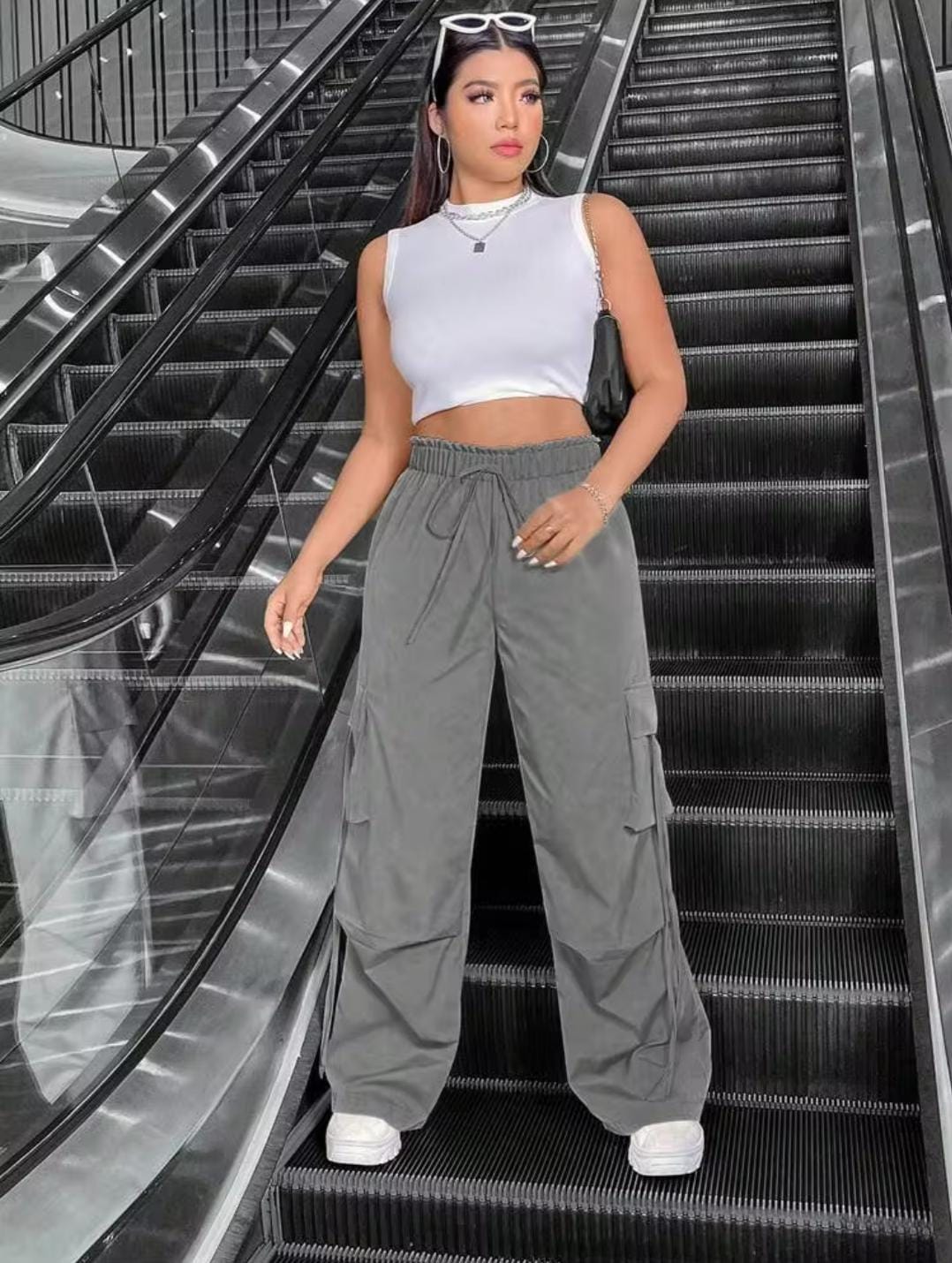 Grey Drawstring Cargo