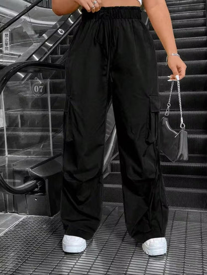 Black Drwastring Cargo Trouser