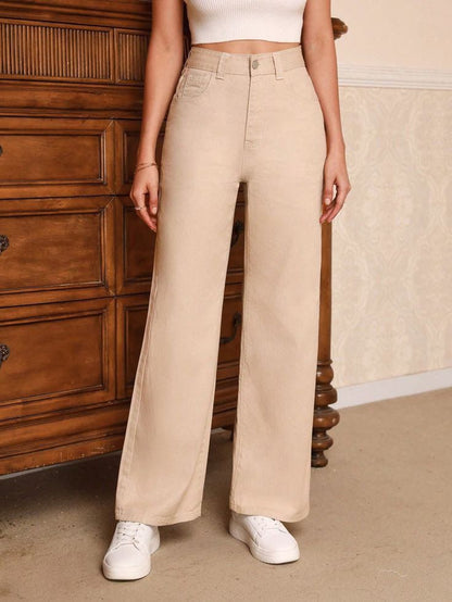 Beige Wide Leg Jeans