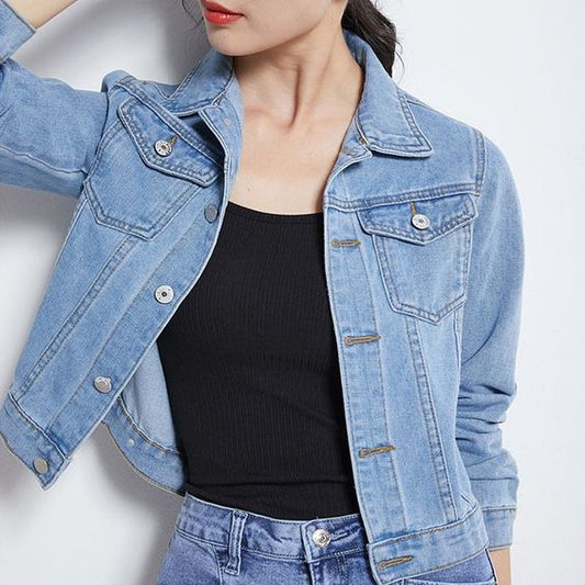 ICE BLUE CROP DENIM JACKET