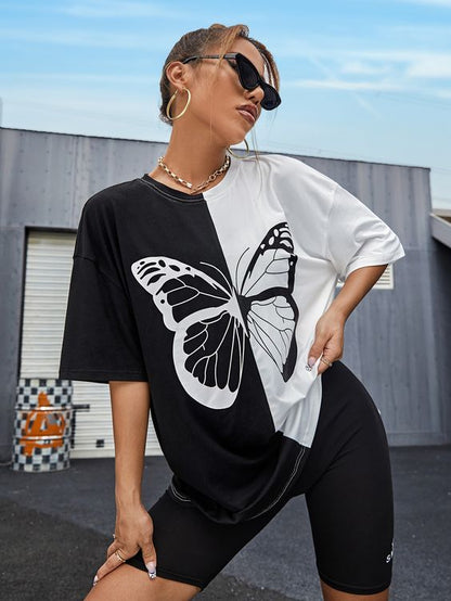 TWO TONE WOMEN DROP SHOULDER T-SHIRT