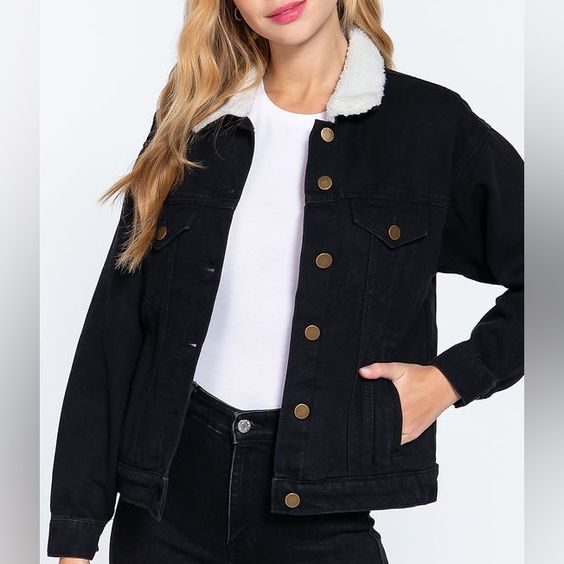 Black Sherpa denim jacket