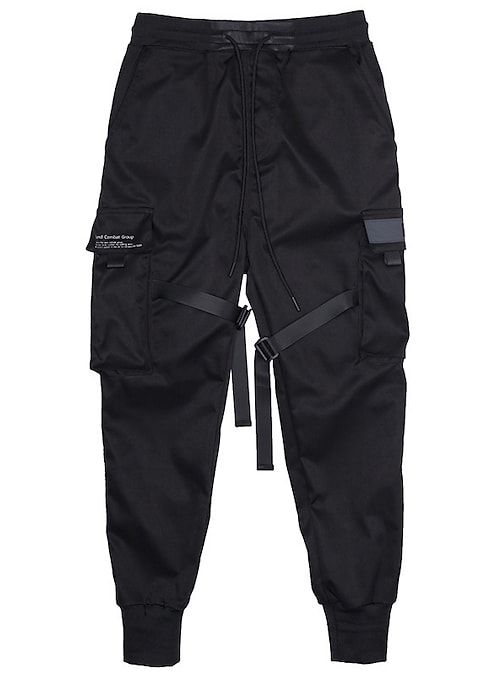 Men's Black Buckle Cargo Trouser