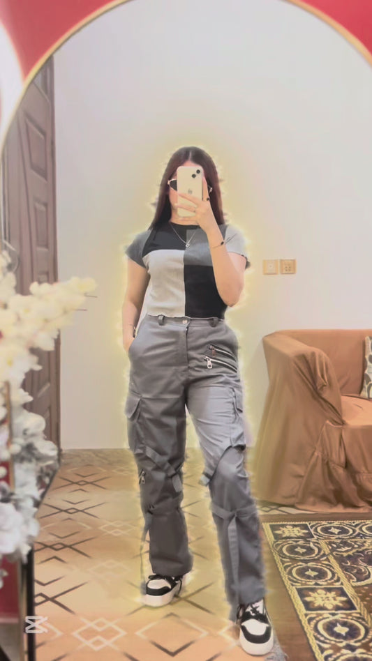 Grey Zip Style Cargo Pant